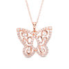 Thumbnail Image 1 of Lab-Created White Sapphire Butterfly Scroll Pendant in Sterling Silver with 18K Rose Gold Plate