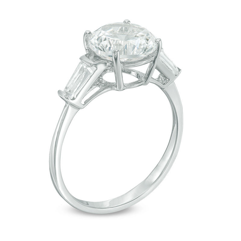 Main Image 2 of 8.5mm Lab-Created White Sapphire Three Stone Ring in Sterling Silver