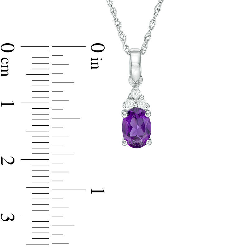 Oval Amethyst and Lab-Created White Sapphire Tri-Sides Pendant and Ring Set in Sterling Silver - Size 7