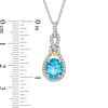 Thumbnail Image 2 of Oval Swiss Blue Topaz and Lab-Created White Sapphire Infinity Pendant in Sterling Silver with 10K Gold Plate
