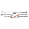 Thumbnail Image 1 of Open Hearts by Jane Seymour™ Birthstone Bracelet in Sterling Silver with 10K Rose Gold (3 Stones and 2 Names)