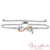 Thumbnail Image 2 of Open Hearts by Jane Seymour™ Birthstone Bracelet in Sterling Silver with 10K Rose Gold (3 Stones and 2 Names)