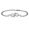 Thumbnail Image 1 of Open Hearts Family by Jane Seymour™ 3.0mm Birthstone Bracelet in Sterling Silver (3 Stones and 1 Name)