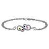 Thumbnail Image 1 of Open Hearts Family by Jane Seymour™ Birthstone Bracelet in Sterling Silver (4 Stones and 1 Name)