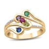 Thumbnail Image 0 of Mother's Family Birthstone and Diamond Accent Split Shank Scroll Ring in 10K White or Yellow Gold (2-5 Stones)