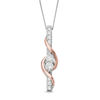 Thumbnail Image 1 of Ever Us® 1/2 CT.T.W. Two-Stone Diamond Linear Swirl Pendant in 14K Two-Tone Gold - 19"