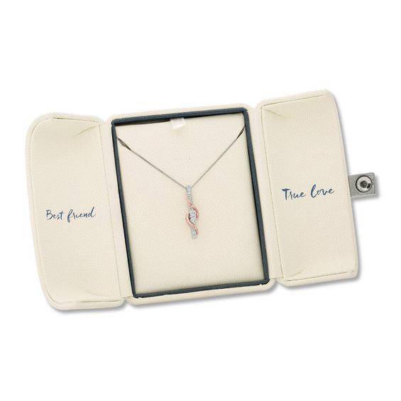 Ever UsÂ® 1/2 Ct.t.w. Two-Stone Diamond Linear Swirl Pendant in 14K Two-Tone Gold - 19"