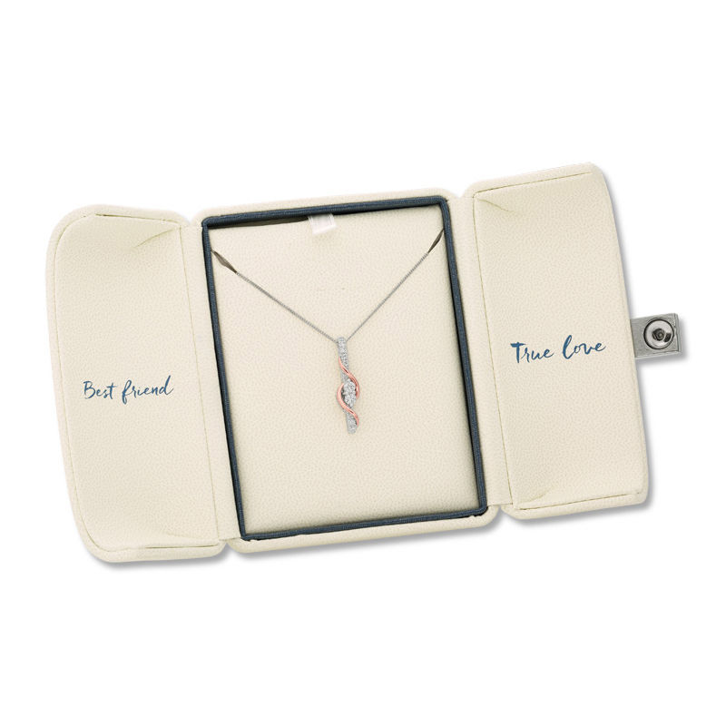 Main Image 3 of Ever Us® 1/2 CT.T.W. Two-Stone Diamond Linear Swirl Pendant in 14K Two-Tone Gold - 19"