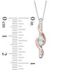 Thumbnail Image 4 of Ever Us® 1/2 CT.T.W. Two-Stone Diamond Linear Swirl Pendant in 14K Two-Tone Gold - 19"