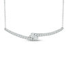 Thumbnail Image 0 of Ever Us® 1/2 CT. T.W. Two-Stone Diamond Bypass Necklace in 14K White Gold - 17"