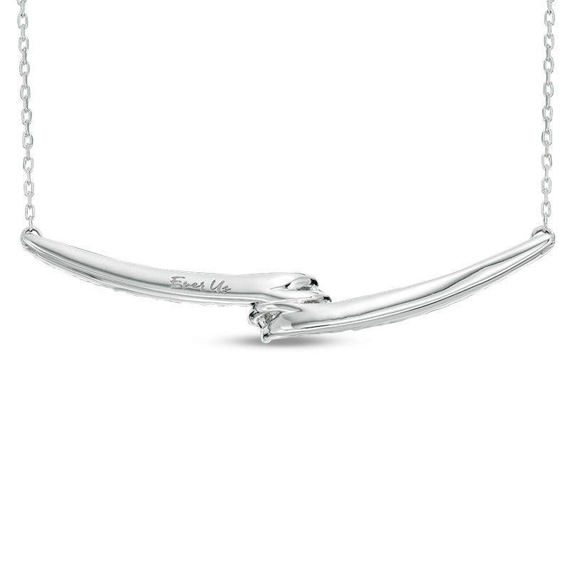 Ever Us® 1/2 CT. T.W. Two-Stone Diamond Bypass Necklace in 14K White Gold - 17"