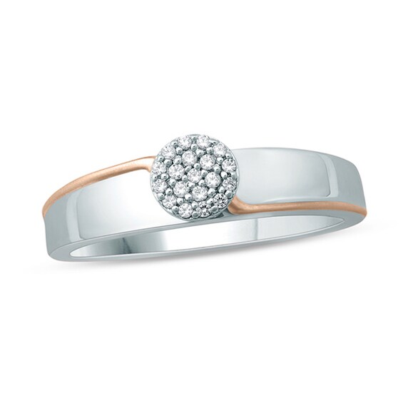1/8 CT. T.W. Composite Diamond Slant Bypass Stripe Engagement Ring in 10K Two-Tone Gold 1/8 CT. T.W. Composite Diamond Slant Bypass Stripe Engagement Ring in 10K Two-Tone Gold