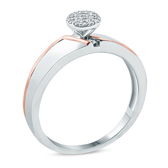 1/8 CT. T.W. Composite Diamond Slant Bypass Stripe Engagement Ring in 10K 1/8 CT. T.W. Composite Diamond Slant Bypass Stripe Engagement Ring in 10K Two-Tone Gold