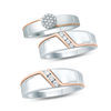 Thumbnail Image 3 of 1/10 CT. T.W. Diamond Four Stone Slant Bypass Stripe Wedding Band in 10K Two-Tone Gold