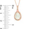 Thumbnail Image 2 of Pear-Shaped Cabochon Aquamarine and 1/10 CT. T.W. Diamond Frame Pendant in 10K Rose Gold