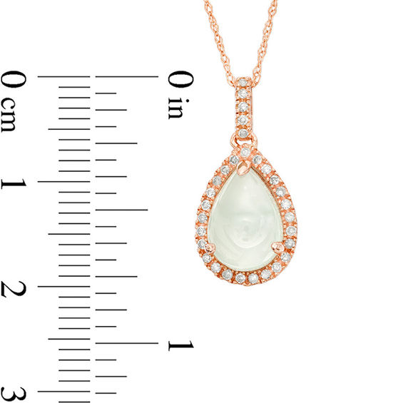 Pear-Shaped Cabochon Aquamarine and 1/10 CT. T.w. Diamond Frame Pendant in 10K Rose Gold