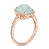 Thumbnail Image 2 of Cushion-Cut Cabochon Aquamarine and 1/8 CT. T.W. Diamond Frame Ring in 10K Rose Gold