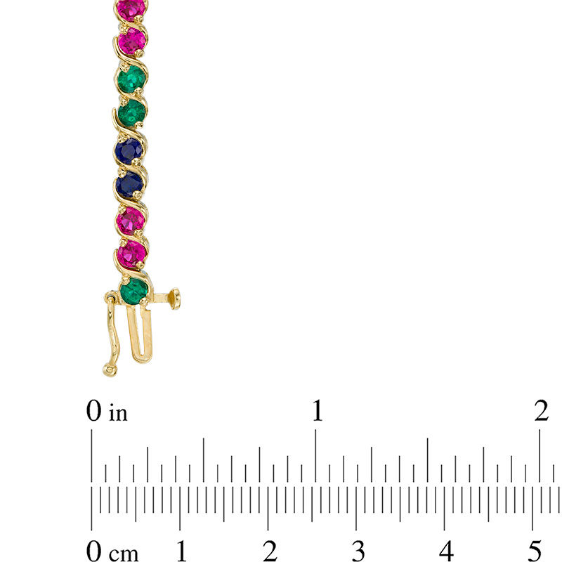 Main Image 2 of 3.0mm Lab-Created Multi-Gemstone Tennis Bracelet in Sterling Silver with 14K Gold Plate - 7.25"