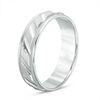 Thumbnail Image 1 of Men's 6.0mm Brushed Milgrain Slant Comfort Fit Wedding Band in 14K White Gold