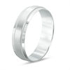 Thumbnail Image 1 of Men's 6.0mm Brushed Center Milgrain Comfort Fit Wedding Band in 10K White Gold