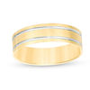 Thumbnail Image 0 of Men's 6.0mm Brushed Double Stripe Comfort Fit Wedding Band in 10K Gold with White Rhodium