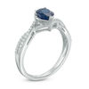 Thumbnail Image 2 of Pear-Shaped Blue Sapphire and 1/8 CT. T.W. Diamond Twisted Frame Ring in 10K White Gold