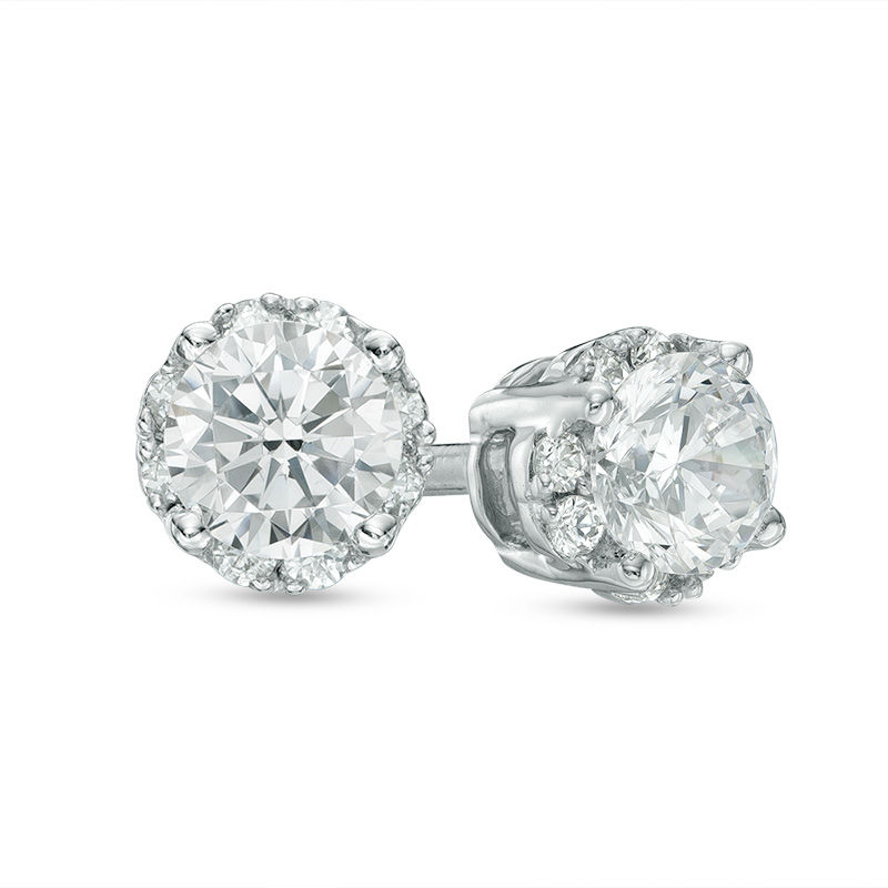 Main Image 1 of 1/2 CT. T.W. Diamond Frame Stud Earrings in 10K White Gold