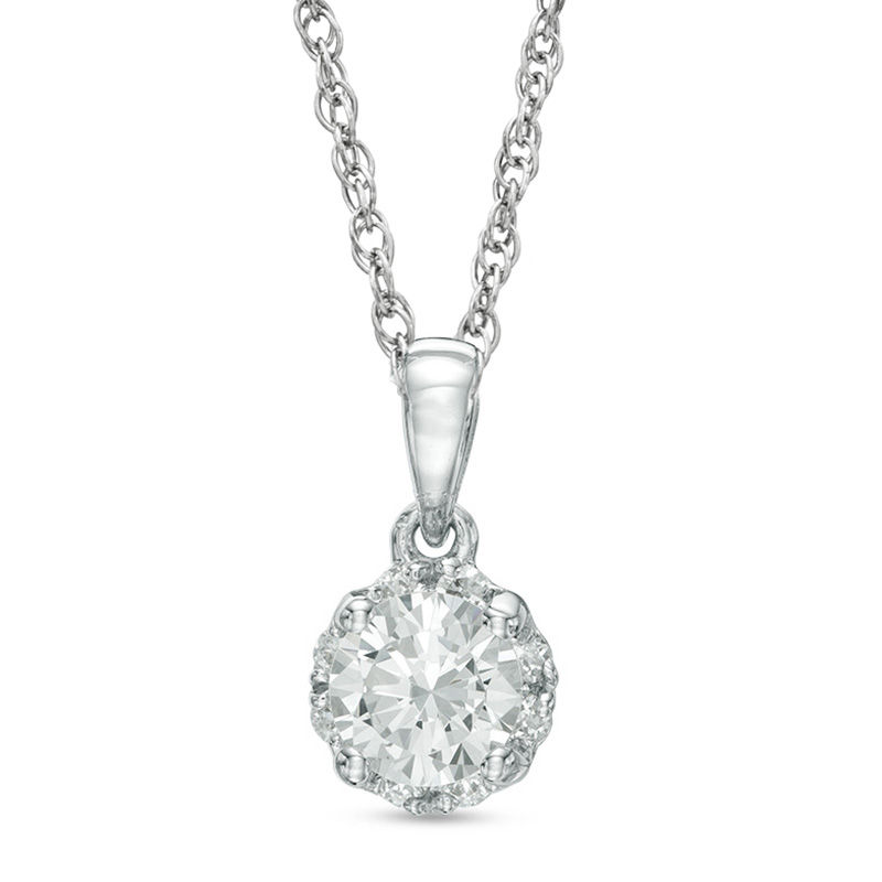 Main Image 1 of 1/2 CT. T.W. Diamond Frame Pendant in 10K White Gold - 17"