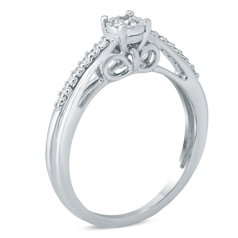 Main Image 2 of 1/5 CT. T.W. Diamond Twist Shank Promise Ring in Sterling Silver