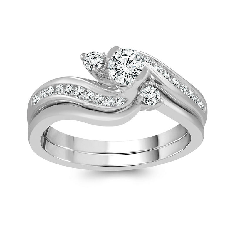 5/8 CT. T.W. Diamond Bypass Bridal Set in 14K White Gold