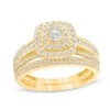 Thumbnail Image 0 of 1 CT. T.W. Diamond Double Cushion Frame Bridal Set in 10K Gold