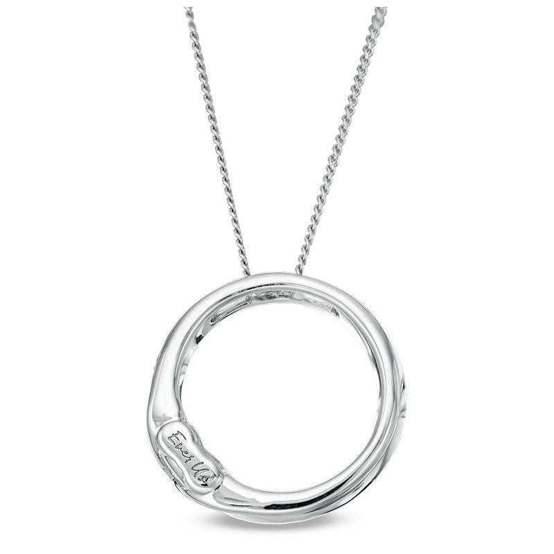 Main Image 2 of Ever Us® 1/3 CT. T.W. Two-Stone Diamond Open Circle Pendant in 14K White Gold - 19"