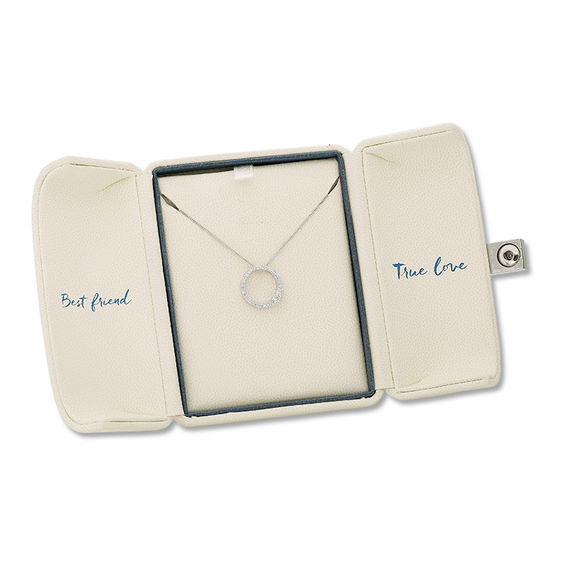 Ever UsÂ® 1/3 CT. T.w. Two-Stone Diamond Open Circle Pendant in 14K White Gold - 19"