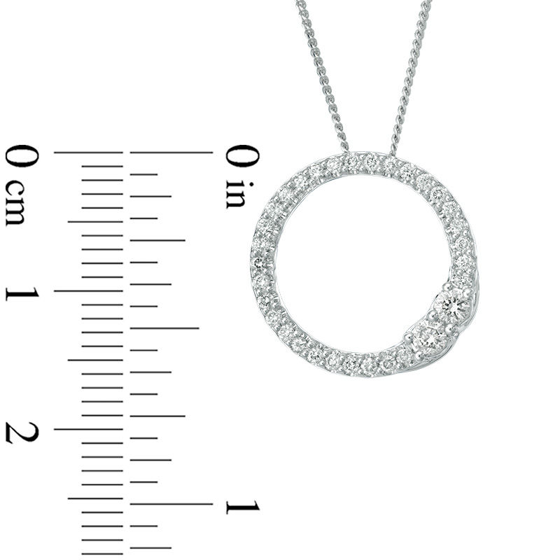 Main Image 4 of Ever Us® 1/3 CT. T.W. Two-Stone Diamond Open Circle Pendant in 14K White Gold - 19"