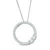 Thumbnail Image 1 of Ever Us® 5/8 CT. T.W. Two-Stone Diamond Open Circle Pendant in 14K White Gold - 19"