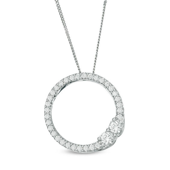 Ever UsÂ® 5/8 CT. T.w. Two-Stone Diamond Open Circle Pendant in 14K White Gold - 19"