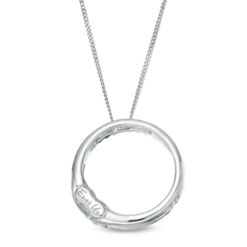 Main Image 2 of Ever Us® 5/8 CT. T.W. Two-Stone Diamond Open Circle Pendant in 14K White Gold - 19"