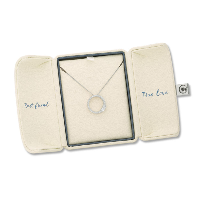 Main Image 3 of Ever Us® 5/8 CT. T.W. Two-Stone Diamond Open Circle Pendant in 14K White Gold - 19"