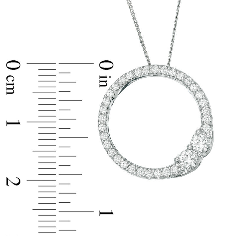 Main Image 4 of Ever Us® 5/8 CT. T.W. Two-Stone Diamond Open Circle Pendant in 14K White Gold - 19"
