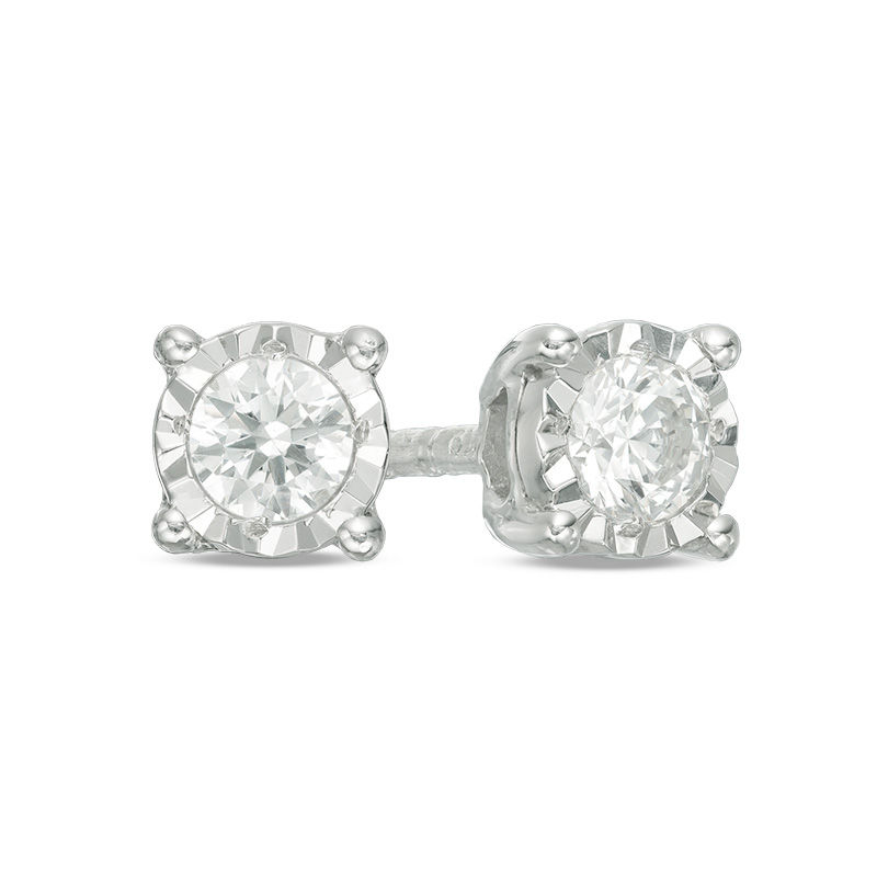Main Image 1 of 1/5 CT. T.W. Diamond Solitaire Stud Earrings in Sterling Silver
