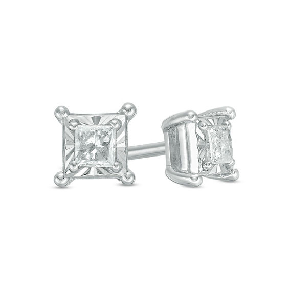 1/5 CT. T.w. Princess-Cut Diamond Solitaire Stud Earrings in Sterling Silver
