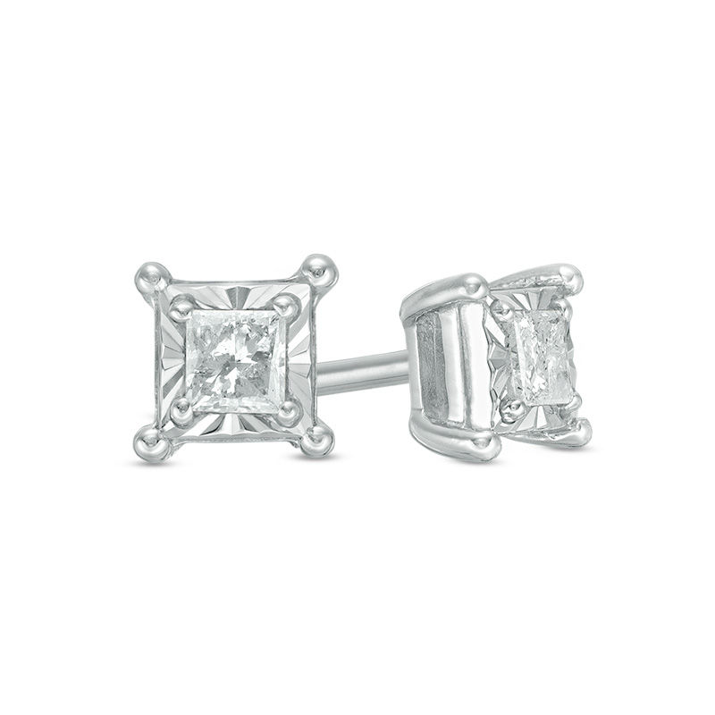 Main Image 1 of 1/5 CT. T.W. Princess-Cut Diamond Solitaire Stud Earrings in Sterling Silver