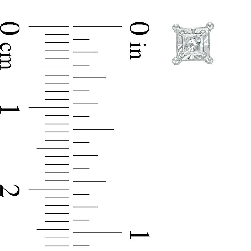 Main Image 2 of 1/5 CT. T.W. Princess-Cut Diamond Solitaire Stud Earrings in Sterling Silver