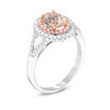 Thumbnail Image 1 of Oval Morganite and 1/3 CT. T.W. Diamond Double Frame Ring in 14K Two-Tone Gold