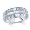Thumbnail Image 1 of 1/2 CT. T.W. Baguette and Round Diamond Multi-Row Vintage Style Band in Sterling Silver