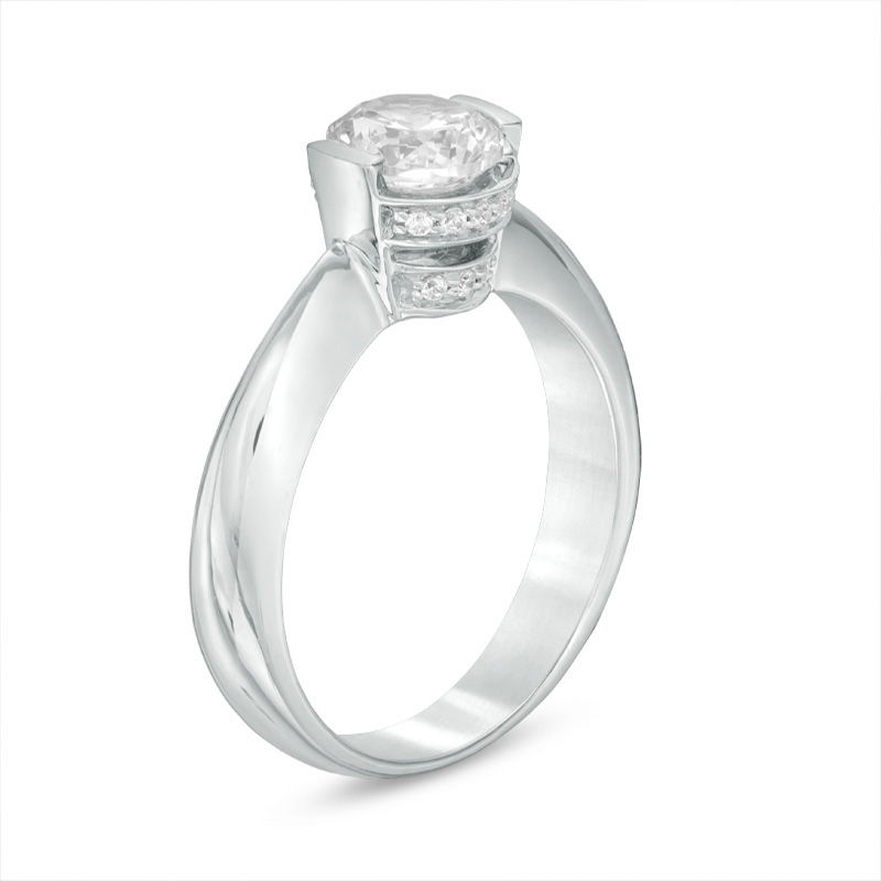 1 CT. T.W. Certified Diamond Frame Engagement Ring in 14K White Gold