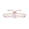 Thumbnail Image 1 of Rose de France Amethyst and Lab-Created White Sapphire Bolo Bracelet in Sterling Silver with 18K Rose Gold Plate - 9.0"