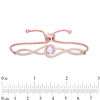 Thumbnail Image 2 of Rose de France Amethyst and Lab-Created White Sapphire Bolo Bracelet in Sterling Silver with 18K Rose Gold Plate - 9.0"