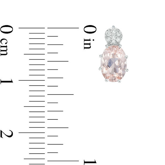Oval Morganite and Diamond Accent Drop Earrings in 10K White Gold
