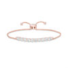 Thumbnail Image 0 of 4.0mm Lab-Created White Sapphire Line Bolo Bracelet in Sterling Silver with 18K Rose Gold Plate - 9.0"